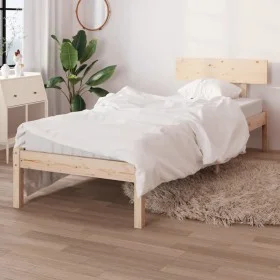 Solid pine wood bed frame 90x200 cm by vidaXL, Beds and slatted bases - Ref: Foro24-810132, Price: 65,84 €, Discount: %