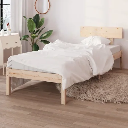 Solid pine wood bed frame 90x200 cm by vidaXL, Beds and slatted bases - Ref: Foro24-810132, Price: 65,84 €, Discount: %