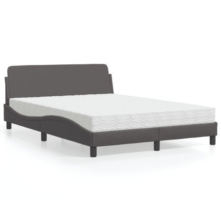 Cama con colchón cuero sintético gris 140x200 cm en Camas y somieres | Comprar online en Foro24