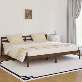 Honey brown solid pine wood bed frame 200x200 cm by vidaXL, Beds and slatted bases - Ref: Foro24-810453, Price: 116,78 €, Dis...