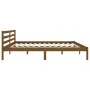 Honey brown solid pine wood bed frame 200x200 cm by vidaXL, Beds and slatted bases - Ref: Foro24-810453, Price: 116,78 €, Dis...