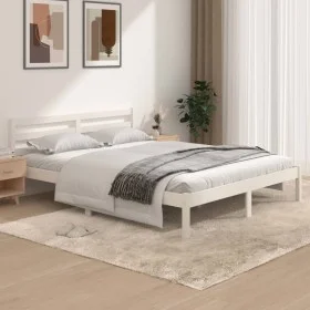 Solid white pine wood bed frame 150x200 cm by vidaXL, Beds and slatted bases - Ref: Foro24-810436, Price: 97,11 €, Discount: %