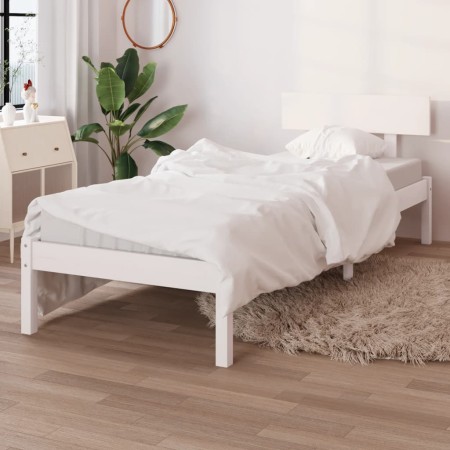 Massives Bettgestell aus weißem Kiefernholz, 100 x 200 cm von vidaXL, Betten und Lattenroste - Ref: Foro24-810138, Preis: 103...