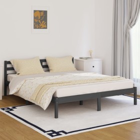 Estructura de cama madera maciza de pino gris 160x200 cm