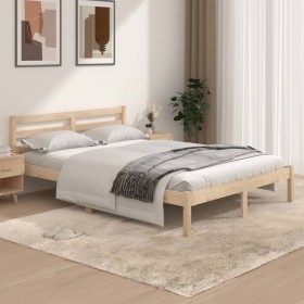 Massives Kiefernholzbettgestell 135x190 cm von vidaXL, Betten und Lattenroste - Ref: Foro24-810405, Preis: 101,91 €, Rabatt: %