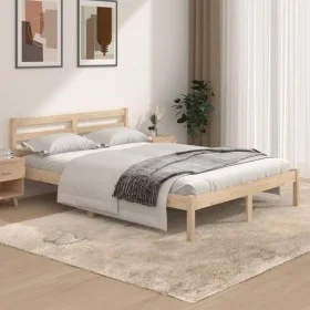 Solid pine wood bed frame 135x190 cm by vidaXL, Beds and slatted bases - Ref: Foro24-810405, Price: 94,67 €, Discount: %