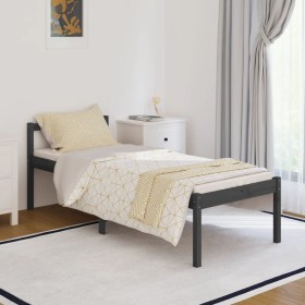 Estructura de cama madera maciza de pino gris 90x200 cm