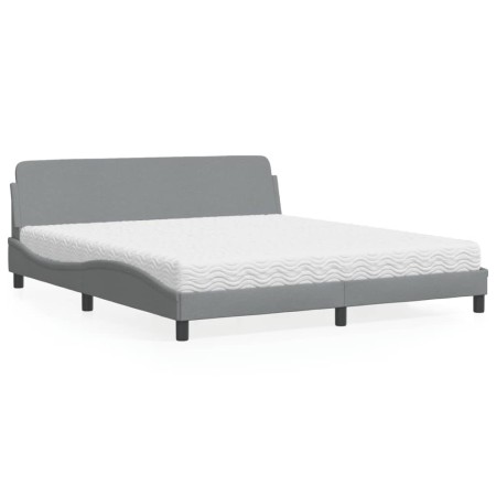 Cama con colchón de tela gris claro 180x200 cm en Camas y somieres | Comprar online en Foro24
