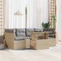 Conjunto de sofá de jardín con cojín 7 pcs beige y gris claro