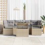 Conjunto de sofá de jardín con cojín 7 pcs beige y gris claro