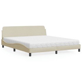 Cama con colchón de tela color crema 180x200 cm en Camas y somieres | Comprar online en Foro24
