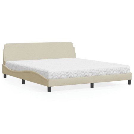 Cama con colchón de tela color crema 180x200 cm en Camas y somieres | Comprar online en Foro24