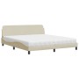 Cama con colchón de tela color crema 180x200 cm
