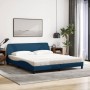 Cama con colchón de tela azul 180x200 cm