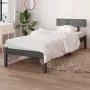 Gray single solid pine wood bed frame 90x190cm by vidaXL, Beds and slatted bases - Ref: Foro24-810114, Price: 79,93 €, Discou...
