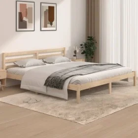 Solid pine wood bed frame 180x200 cm by vidaXL, Beds and slatted bases - Ref: Foro24-810445, Price: 114,14 €, Discount: %