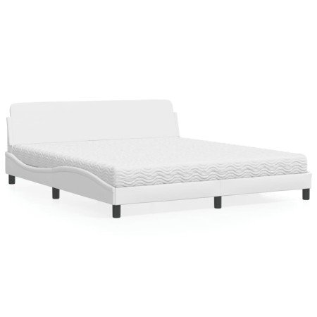 Cama con colchón cuero sintético blanco 180x200 cm en Camas y somieres | Comprar online en Foro24
