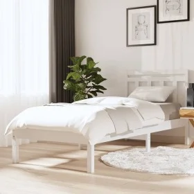 Solid white pine wood bed frame 90x200 cm by vidaXL, Beds and slatted bases - Ref: Foro24-3100575, Price: 95,89 €, Discount: %