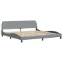 Cama con colchón tela gris claro 200x200 cm