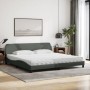 Cama con colchón tela gris oscuro 200x200 cm