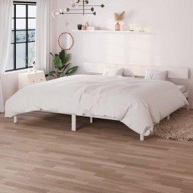 Massives Bettgestell aus weißem Kiefernholz, 200 x 200 cm von vidaXL, Betten und Lattenroste - Ref: Foro24-810168, Preis: 116...