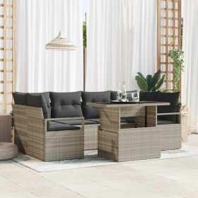 Conjunto de sofá de jardín 7 pcs Gris claro 100 x 55 x 73 cm