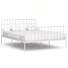 Bettgestell mit Lattenrost aus weißem Metall, 200 x 200 cm von vidaXL, Betten und Lattenroste - Ref: Foro24-284607, Preis: 10...