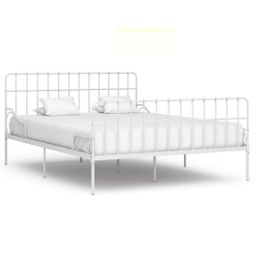 Estructura de cama con somier metal blanco 200x200 cm