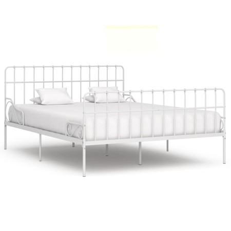 Bed frame with white metal slatted base 200x200 cm by vidaXL, Beds and slatted bases - Ref: Foro24-284607, Price: 108,88 €, D...