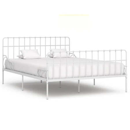 Bed frame with white metal slatted base 200x200 cm by vidaXL, Beds and slatted bases - Ref: Foro24-284607, Price: 106,84 €, D...