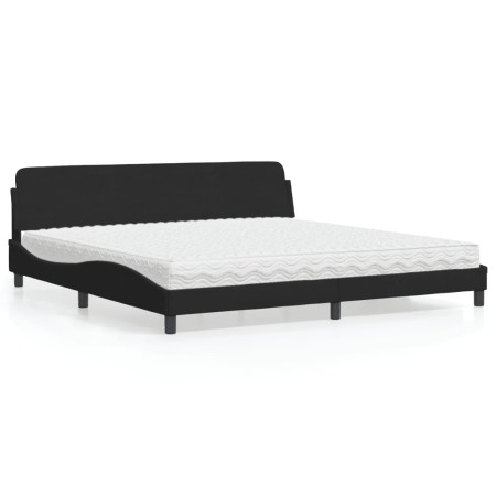 Cama con colchón terciopelo negro 200x200 cm en Camas y somieres | Comprar online en Foro24