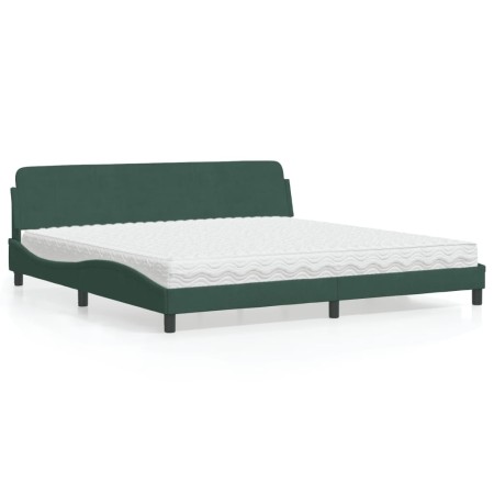 Cama con colchón terciopelo verde oscuro 200x200 cm en Camas y somieres | Comprar online en Foro24