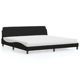 Cama con colchón cuero sintético negro 200x200 cm en Camas y somieres | Comprar online en Foro24