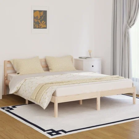 Bettgestell aus massivem Kiefernholz, 160 x 200 cm von vidaXL, Betten und Lattenroste - Ref: Foro24-810440, Preis: 100,95 €, ...