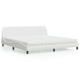 Cama con colchón cuero sintético blanco 200x200 cm