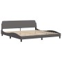 Cama con colchón cuero sintético gris 200x200 cm