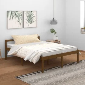 Elderly bed solid honey brown pine wood 150x200 cm by vidaXL, Beds and slatted bases - Ref: Foro24-810622, Price: 118,50 €, D...