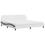 Cama con colchón cuero sintético blanco y negro 200x200 cm