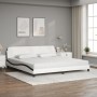 Cama con colchón cuero sintético blanco y negro 200x200 cm