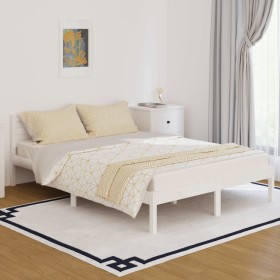Estructura de cama madera maciza de pino blanco 140x200 cm