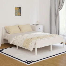 Solid white pine wood bed frame 140x200 cm by vidaXL, Beds and slatted bases - Ref: Foro24-810431, Price: 93,94 €, Discount: %