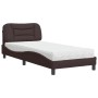Cama con colchón tela marrón oscuro 80x200 cm