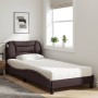 Cama con colchón tela marrón oscuro 80x200 cm