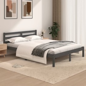 Estructura de cama madera maciza pino gris 120x190