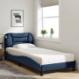 Cama con colchón tela azul 80x200 cm
