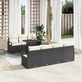 Conjunto de sofá de jardín 8 pcs Negro y crema 100 x 55 x 73 cm