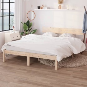Bettgestell aus massivem Kiefernholz, 150 x 200 cm von vidaXL, Betten und Lattenroste - Ref: Foro24-810152, Preis: 120,10 €, ...