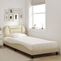 Cama con colchón tela color crema 90x190 cm