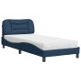 Cama con colchón tela azul 90x190 cm