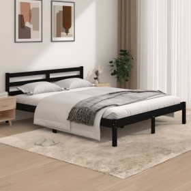 Estructura de cama madera maciza de pino negro 150x200 cm